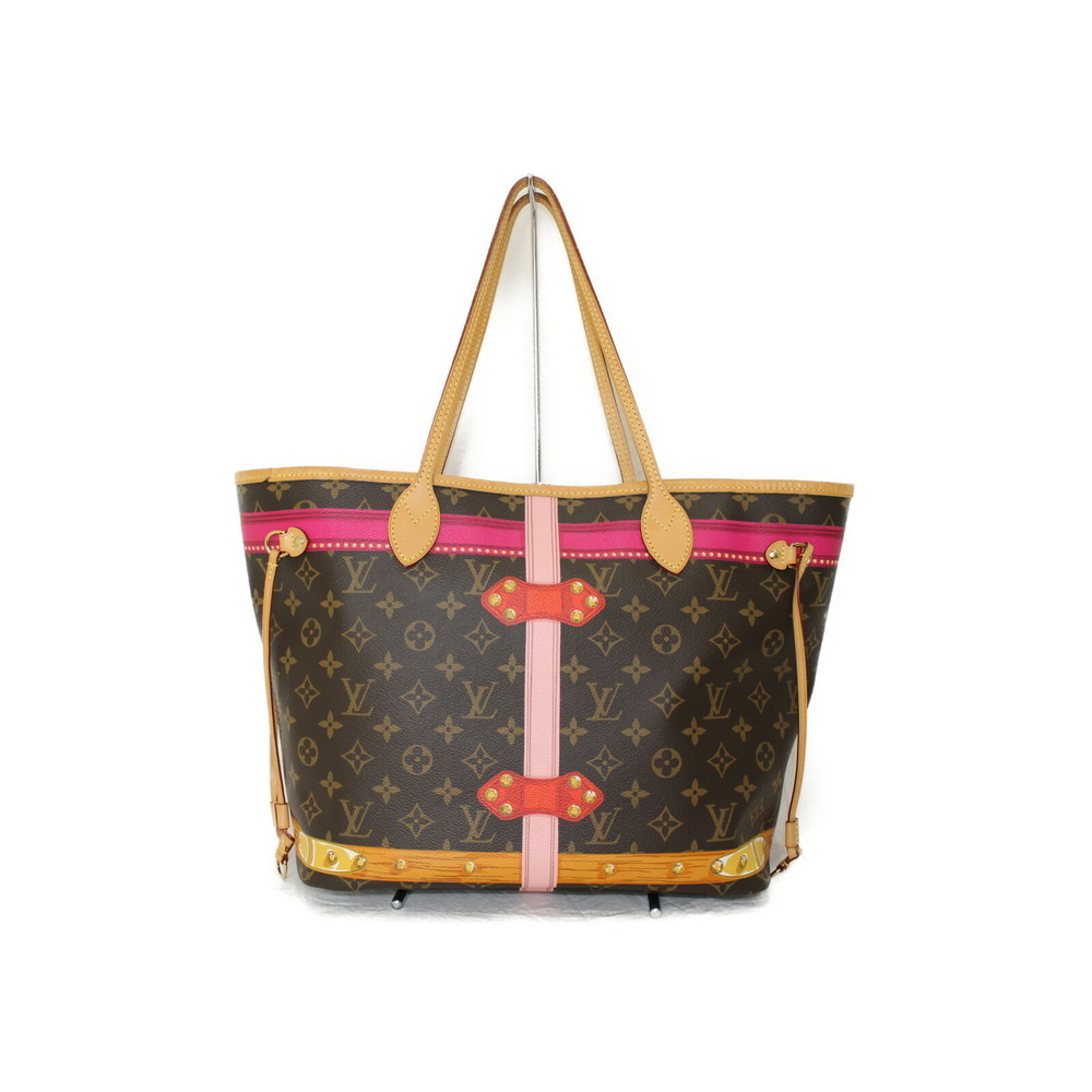 Louis Vuitton Brown Tan Canvas Bag Tote Monogram Pink Handbag LV Neverfull Beige